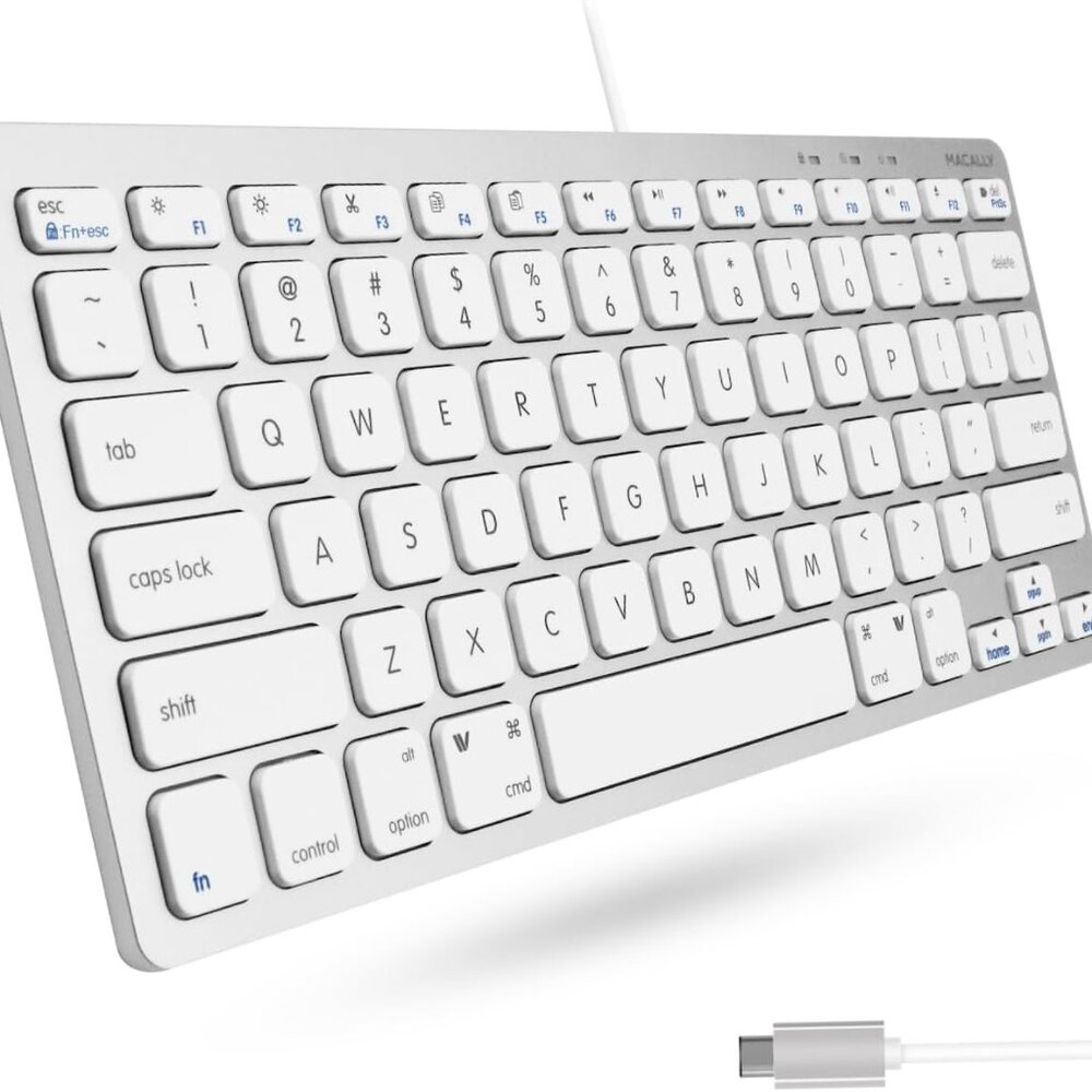 MACALLY Compact USB-C Wired Keyboard